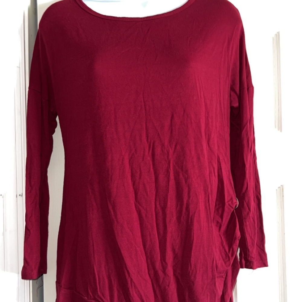 WOMENS MAROON 3/4 SLEEVE BLOUSE